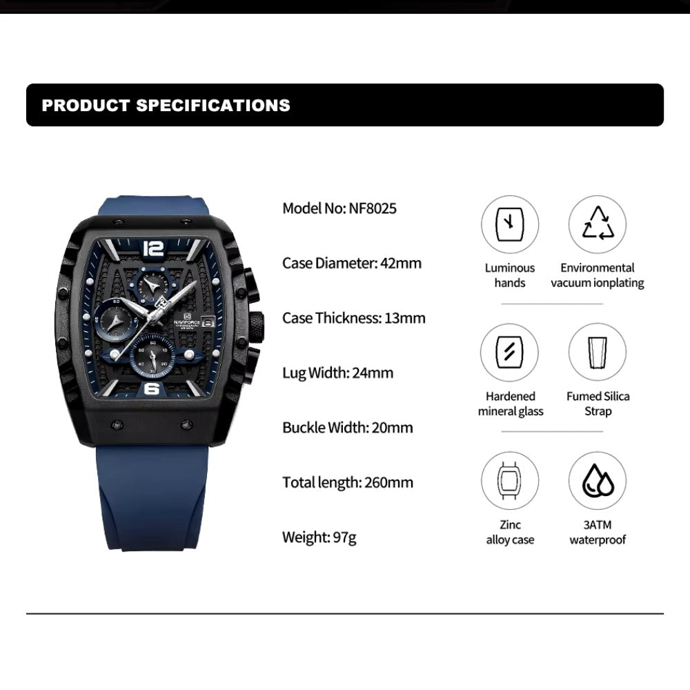 New Men Luxury Watches Chronograph Sport Quartz Wristwatch Waterproof Luminous Date Watch