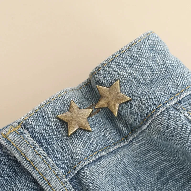 1 Pair Jeans Button Adjustable Clips for Pant Skirts Waist Tightener Buckle Snap Button Adjuster Pants Pin Retractable Button