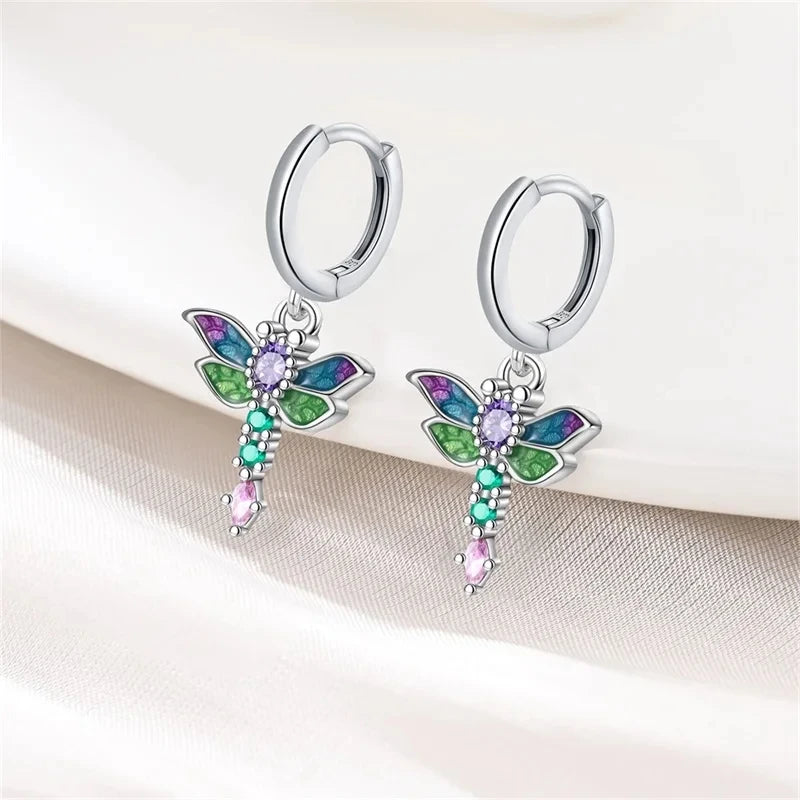 Silver Chameleon Dragonfly Butterfly Earrings Golden Koi Ladybug Earrings For Women Fashion S925 Party Jewelry