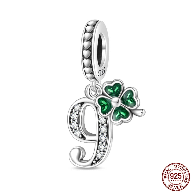 Silver Four Leaf Clover Lucky Numbers Soccer Charms Pendants