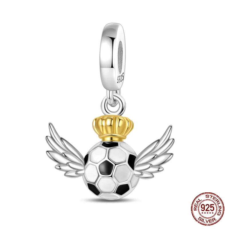 Silver Four Leaf Clover Lucky Numbers Soccer Charms Pendants