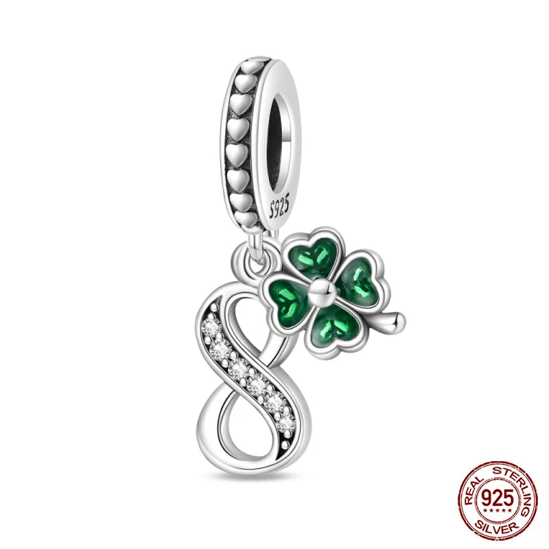 Silver Four Leaf Clover Lucky Numbers Soccer Charms Pendants