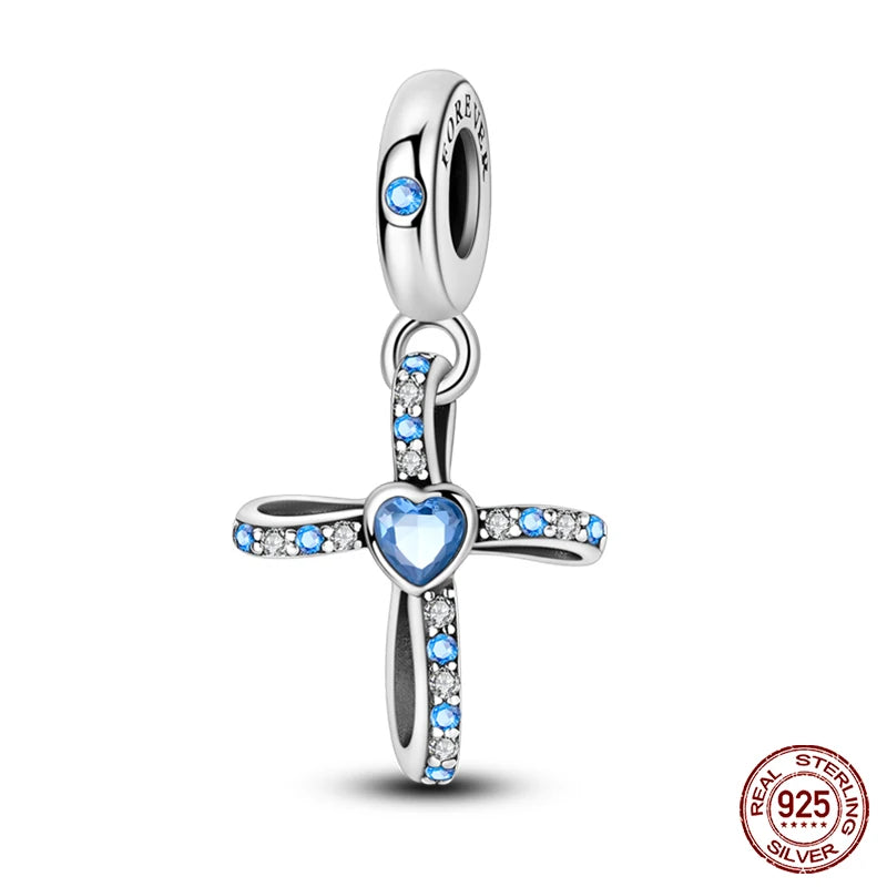 Silver Love Cross Bible Pendants Luminous UFO Charms Beads