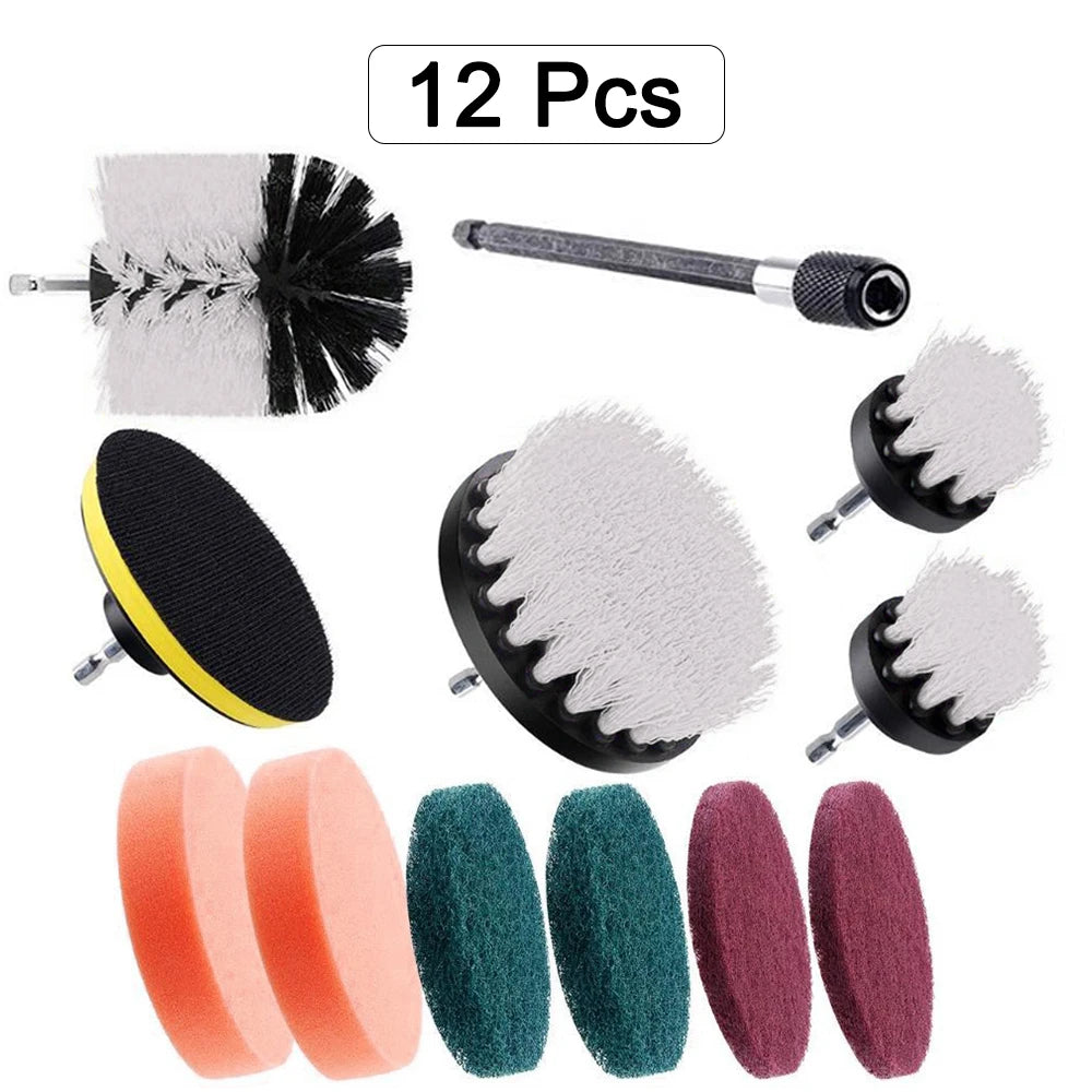 12/4 Pcs Electric Drill Brush Kit scrubber Cleaning Brush For Carpet Glass Car Kitchen Bathroom toilet Cleaning Tools household