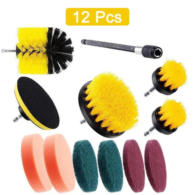 12/4 Pcs Electric Drill Brush Kit scrubber Cleaning Brush For Carpet Glass Car Kitchen Bathroom toilet Cleaning Tools household