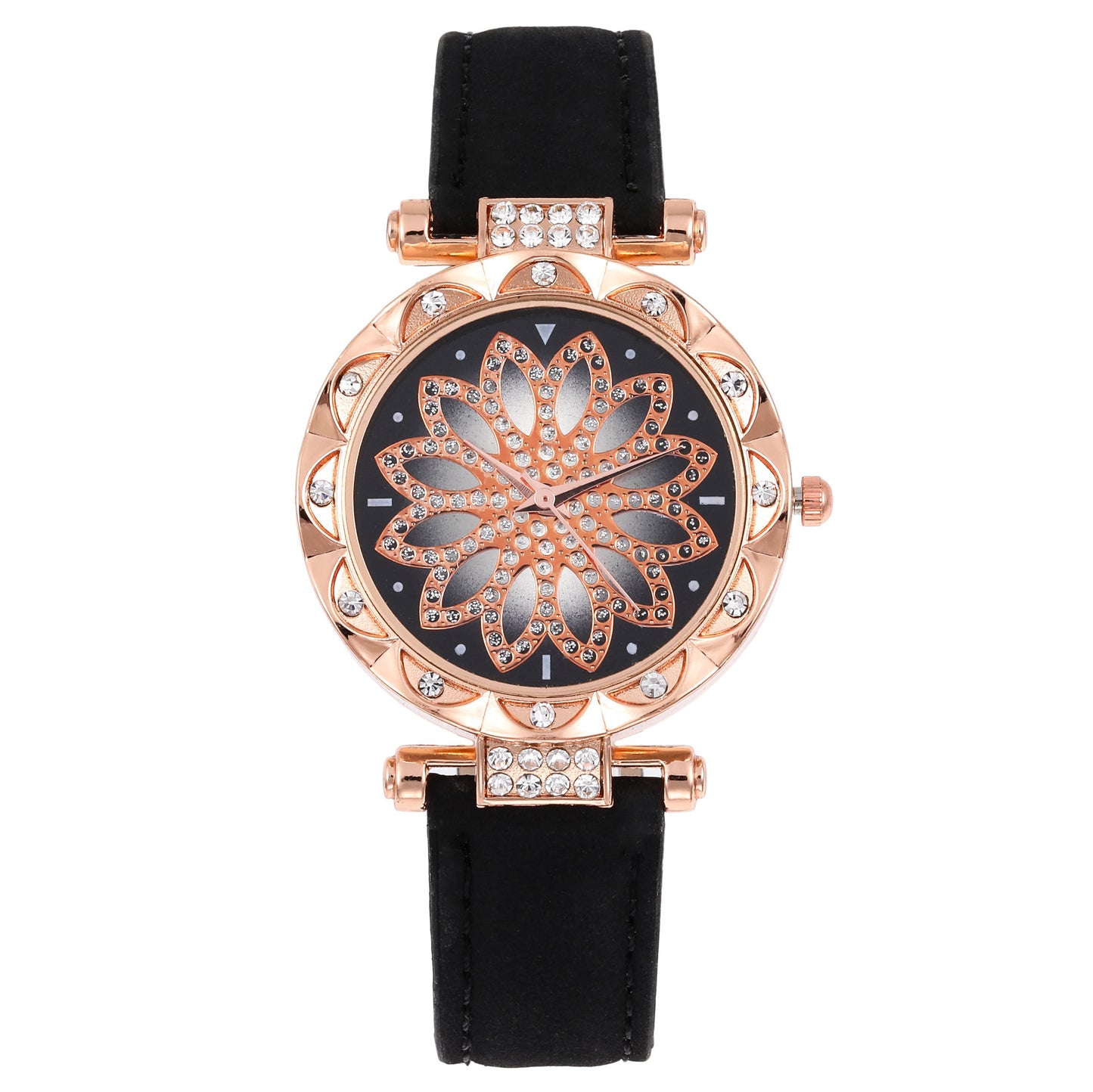 Fashion Women's Leather Strap Crystal Analogue Watch – Elegant, Stylish Timepiece