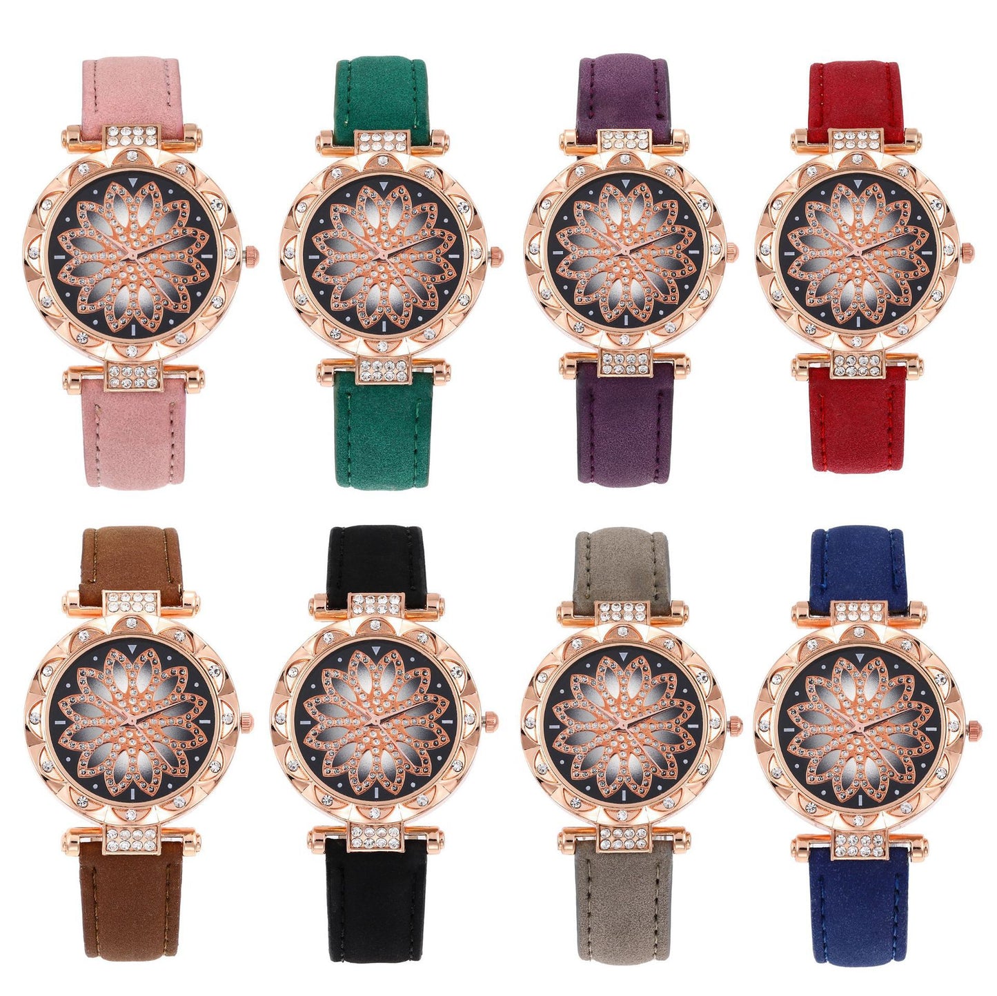 Fashion Women's Leather Strap Crystal Analogue Watch – Elegant, Stylish Timepiece