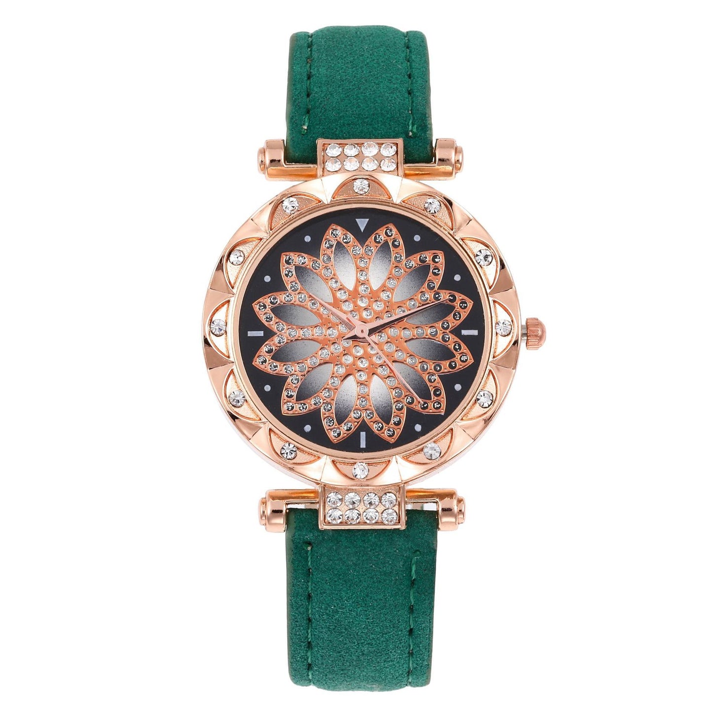 Fashion Women's Leather Strap Crystal Analogue Watch – Elegant, Stylish Timepiece