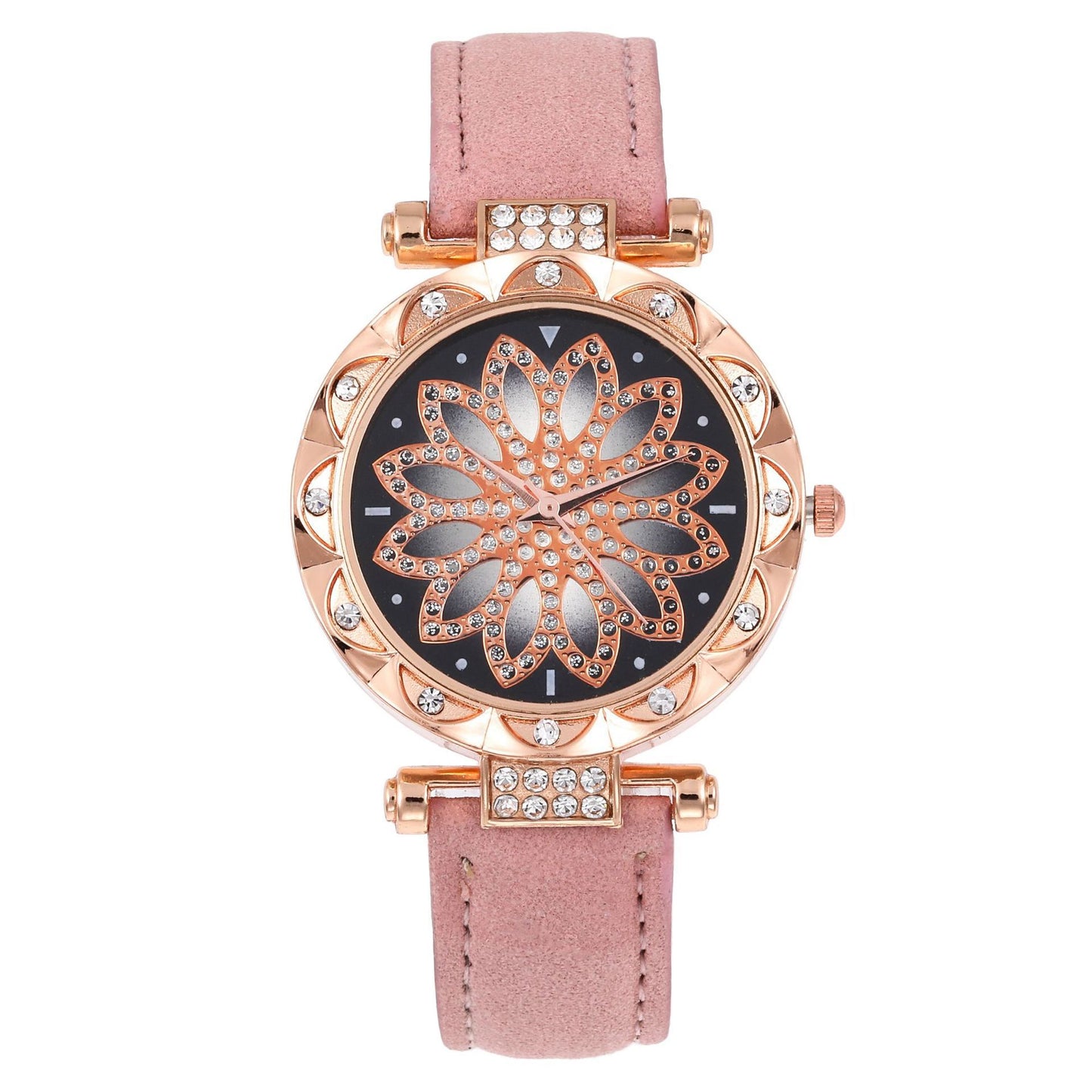 Fashion Women's Leather Strap Crystal Analogue Watch – Elegant, Stylish Timepiece