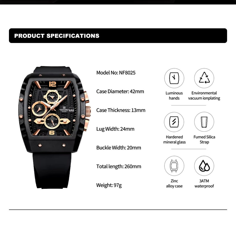 New Design Men's Watches Silicone Band Military Quartz Wristwatches Fashion Waterproof  Watch