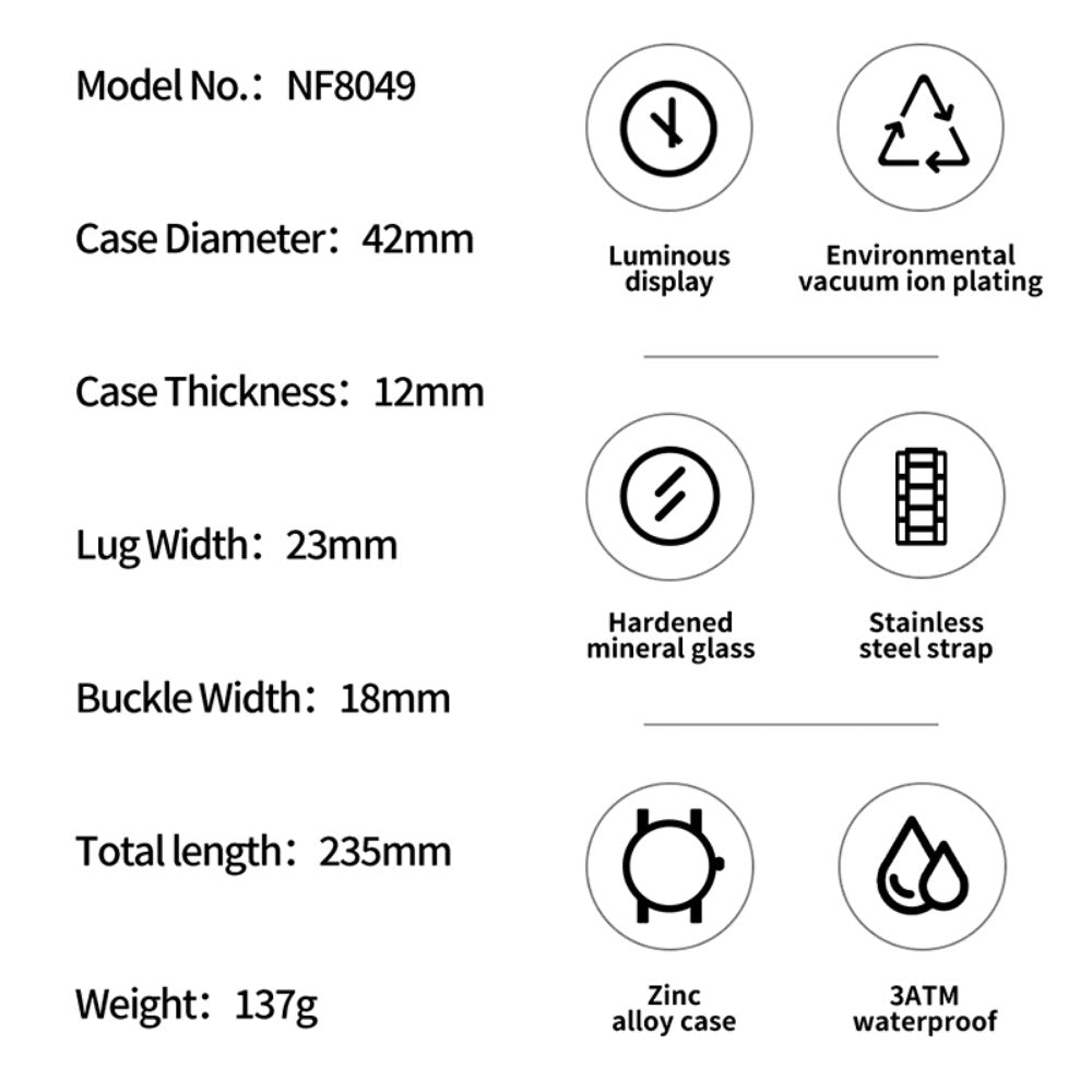 Fashion Watch For Men High Quality Luxury Stainless Steel Waterproof Classic Quartz Wristwatches Male Big Face Watch