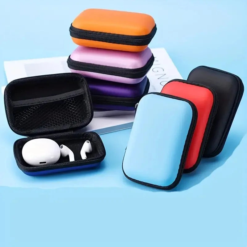 1pc Portable Waterproof Headphone Storage Bag, Data Cable Packing Cube, EVA Protective Case For Travel