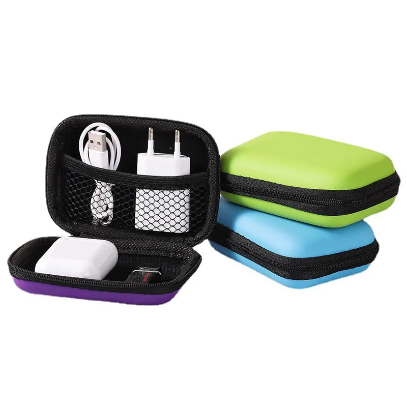 1pc Portable Waterproof Headphone Storage Bag, Data Cable Packing Cube, EVA Protective Case For Travel