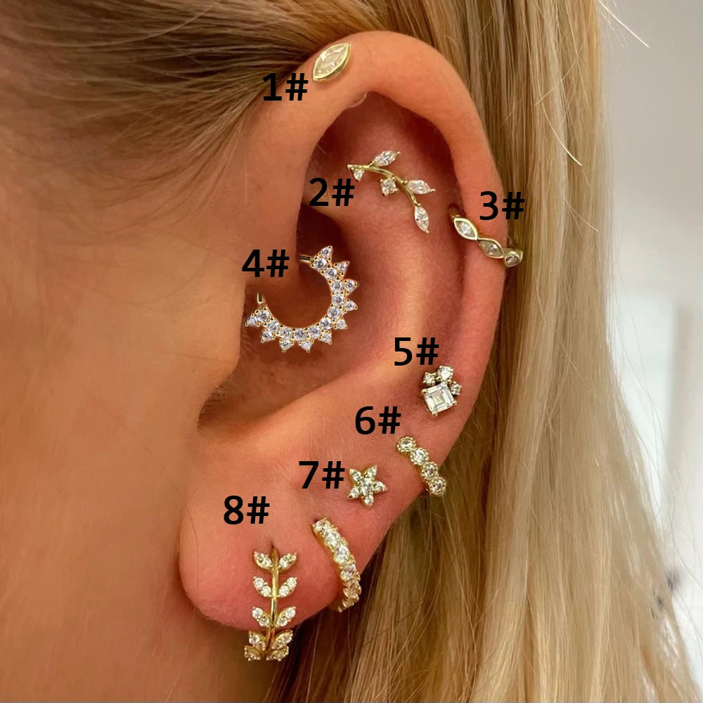 1pc Star Helix Daith Piercing Earrings for Teen Girls Dainty CZ Cartilage Accessories Conch Tragus Rook Lobe Ear Hoops Jewelry