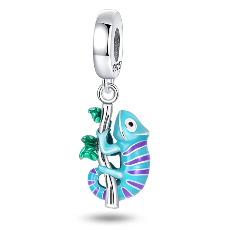 Silver Aircraft Travel Chameleon Charms Beads