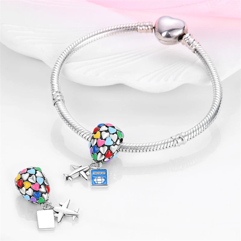 Silver Aircraft Travel Chameleon Charms Beads