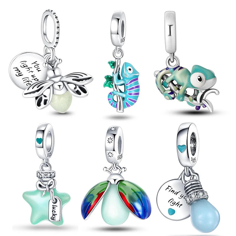 Silver Color Ocean Collection Charm Firefly Beads Fit  Bracelet