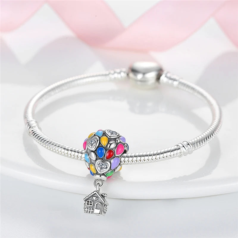 Seven Color Block Balloon Mobile House Charm Bead Fit Bracelet