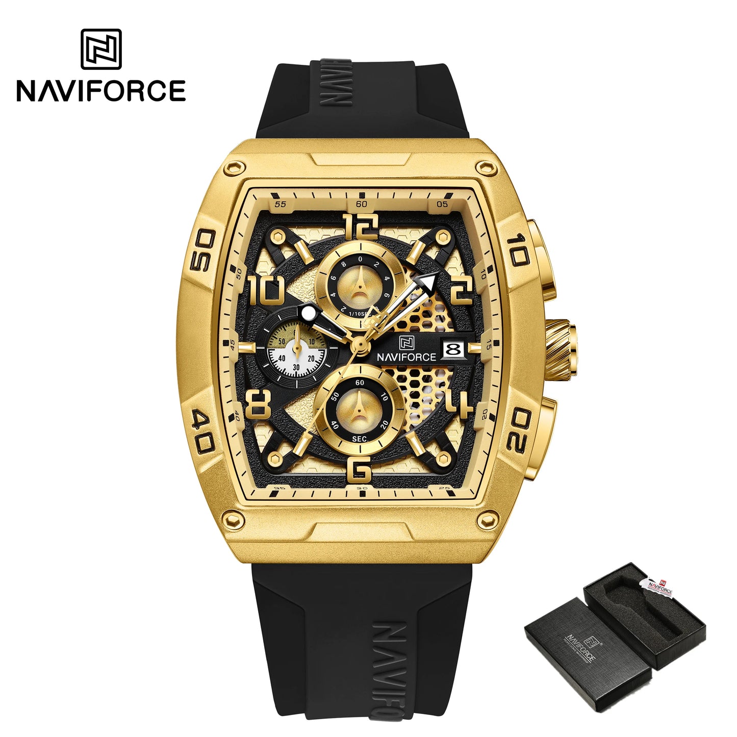 Men Military Quartz Calendar Watches MenHigh-end Fashion Larger Dial Design Wrist Watches Silicone Strap Watch