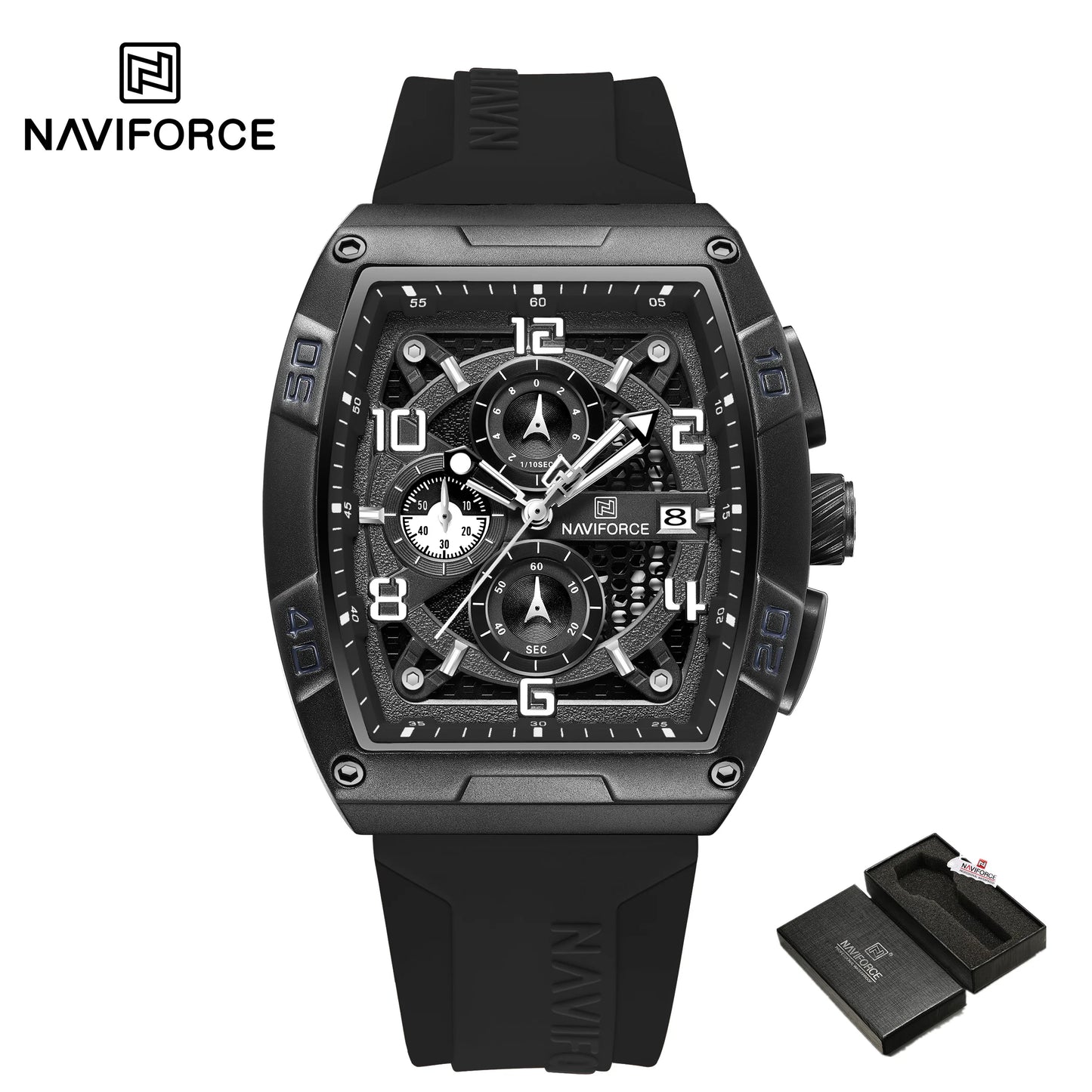 Men Military Quartz Calendar Watches MenHigh-end Fashion Larger Dial Design Wrist Watches Silicone Strap Watch