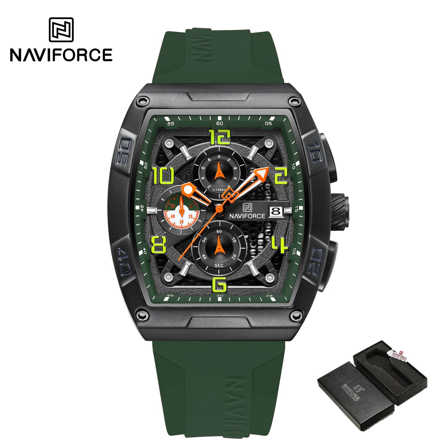 Men Military Quartz Calendar Watches MenHigh-end Fashion Larger Dial Design Wrist Watches Silicone Strap Watch