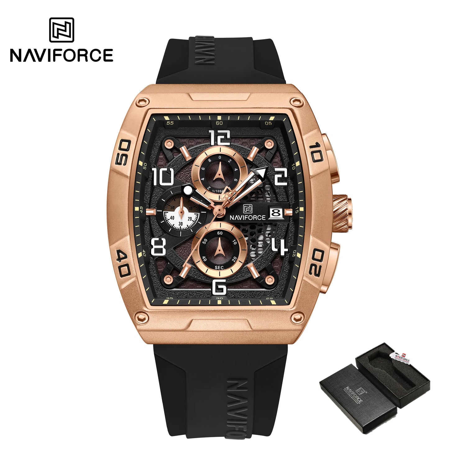 Men Military Quartz Calendar Watches MenHigh-end Fashion Larger Dial Design Wrist Watches Silicone Strap Watch