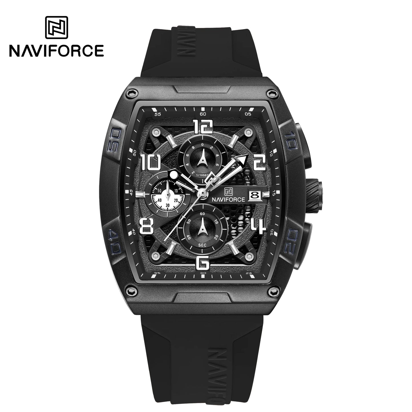 Men Military Quartz Calendar Watches MenHigh-end Fashion Larger Dial Design Wrist Watches Silicone Strap Watch