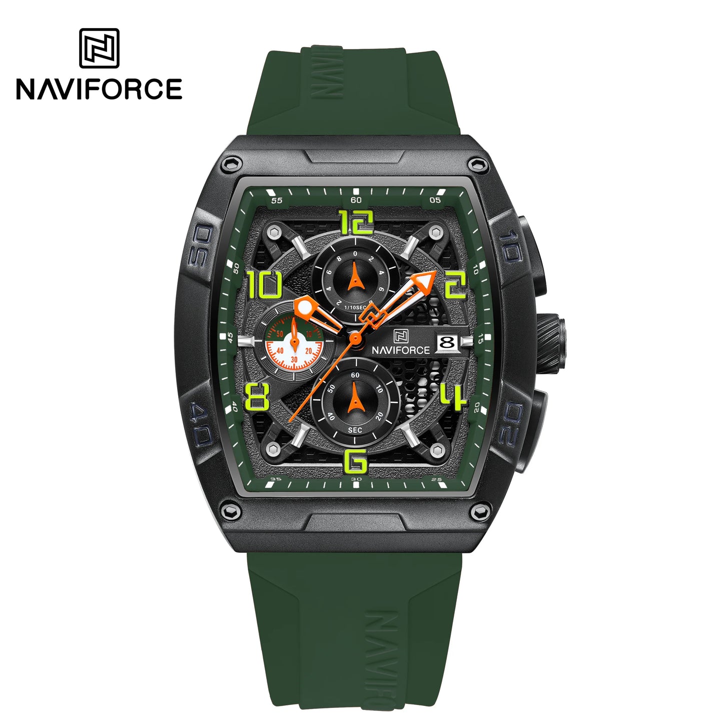 Men Military Quartz Calendar Watches MenHigh-end Fashion Larger Dial Design Wrist Watches Silicone Strap Watch