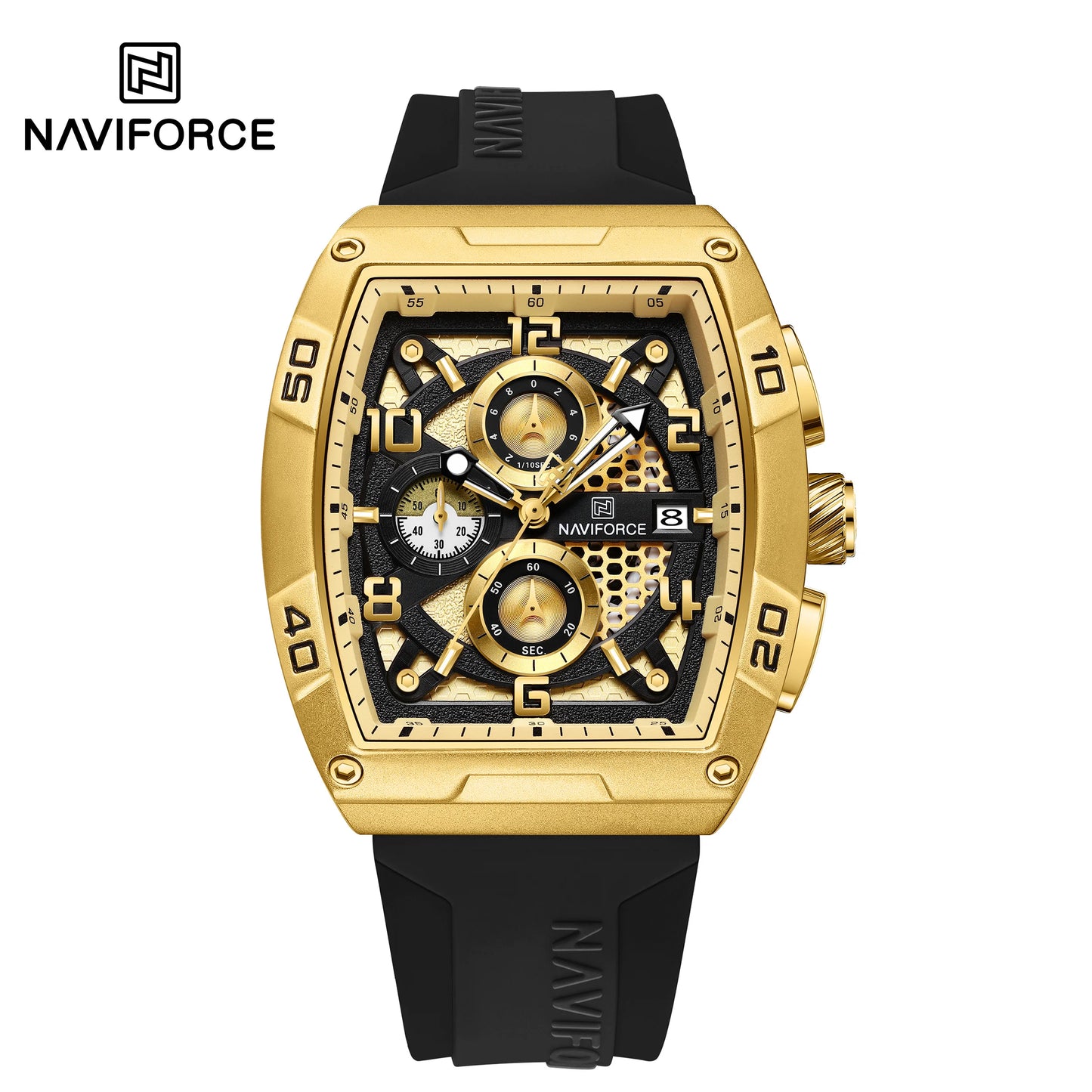 Men Military Quartz Calendar Watches MenHigh-end Fashion Larger Dial Design Wrist Watches Silicone Strap Watch