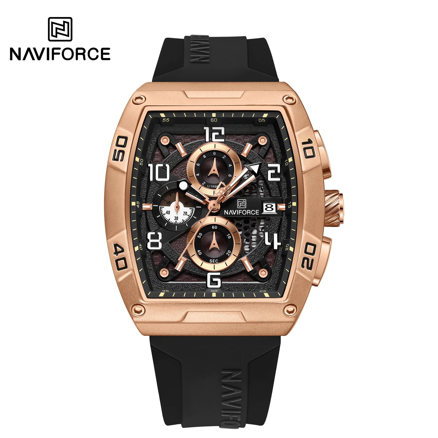 Men Military Quartz Calendar Watches MenHigh-end Fashion Larger Dial Design Wrist Watches Silicone Strap Watch