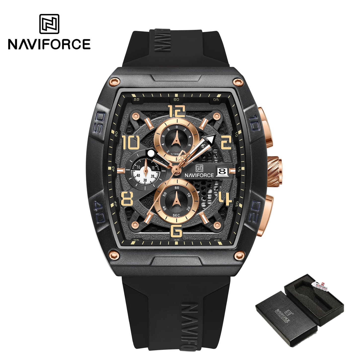 Men Military Quartz Calendar Watches MenHigh-end Fashion Larger Dial Design Wrist Watches Silicone Strap Watch