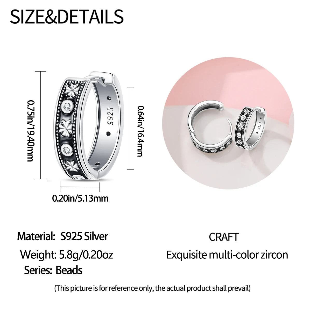 Silver lucky Symbols Inlaid Zircon Hoops For Unisex Original Fashion Party Gift Luxury fine Jewelry