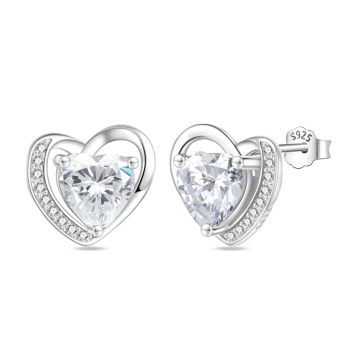 Silver Ocean Series Heart-shaped Inlaid Zircon Earrings For Women Original Fashion Party Gift fine Jewelry