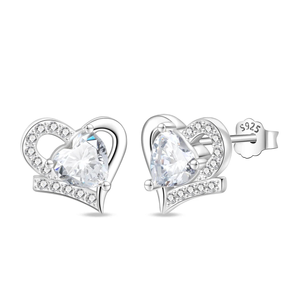 Silver Ocean Series Heart-shaped Inlaid Zircon Earrings For Women Original Fashion Party Gift fine Jewelry