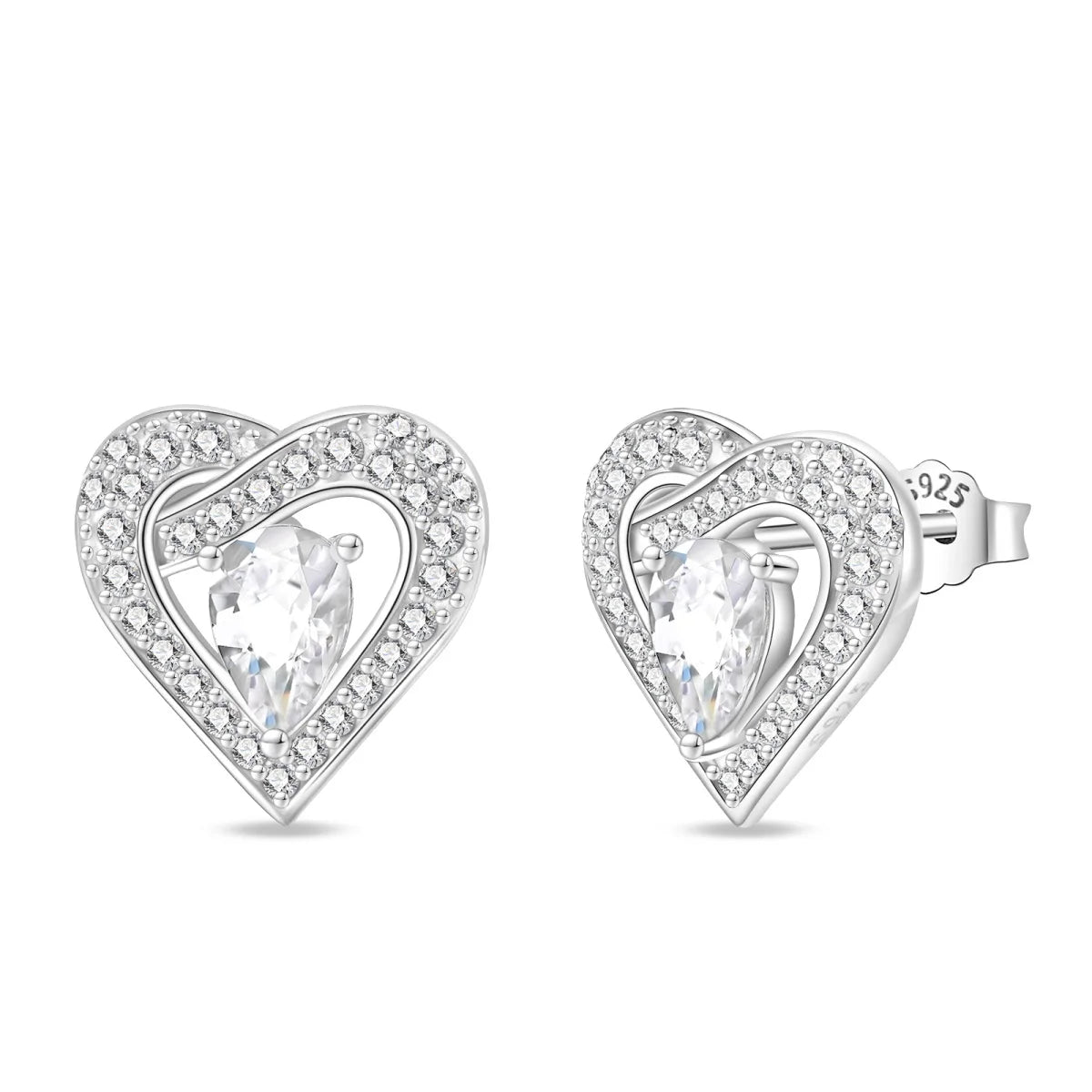 Silver Ocean Series Heart-shaped Inlaid Zircon Earrings For Women Original Fashion Party Gift fine Jewelry