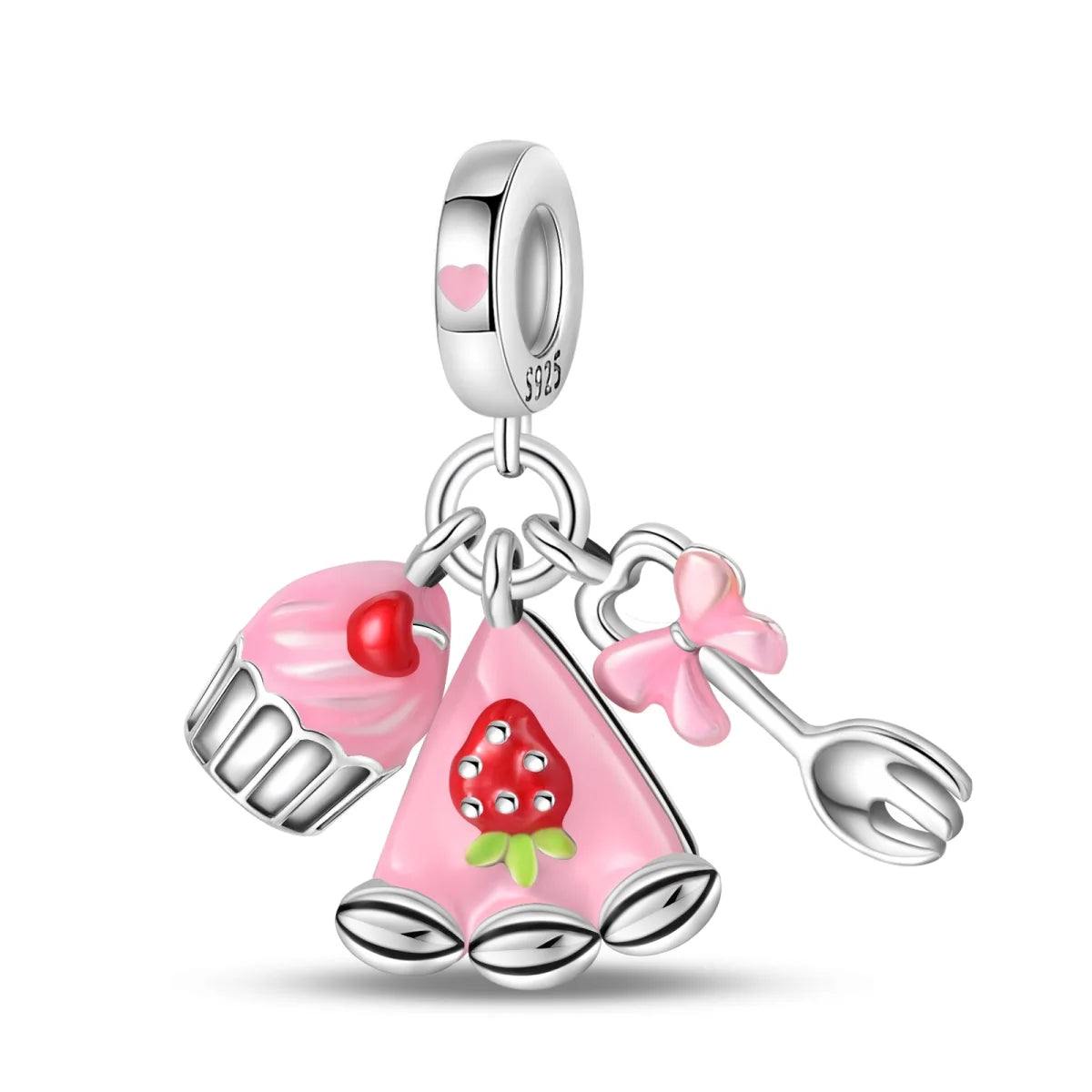 Silver Afternoon Tea Series Fruit Snacks Charm Beads Fits Bracelets