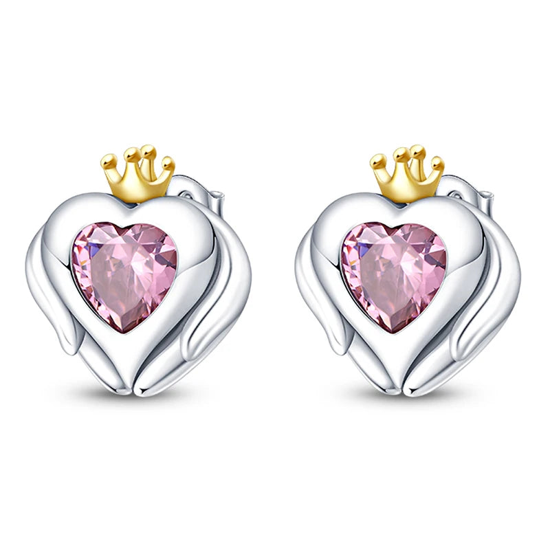 Silver Ear Jewelry heart-shaped Inlaid with Zircon Stud Earrings Luxury Fine Trendy Female Birthday Gift