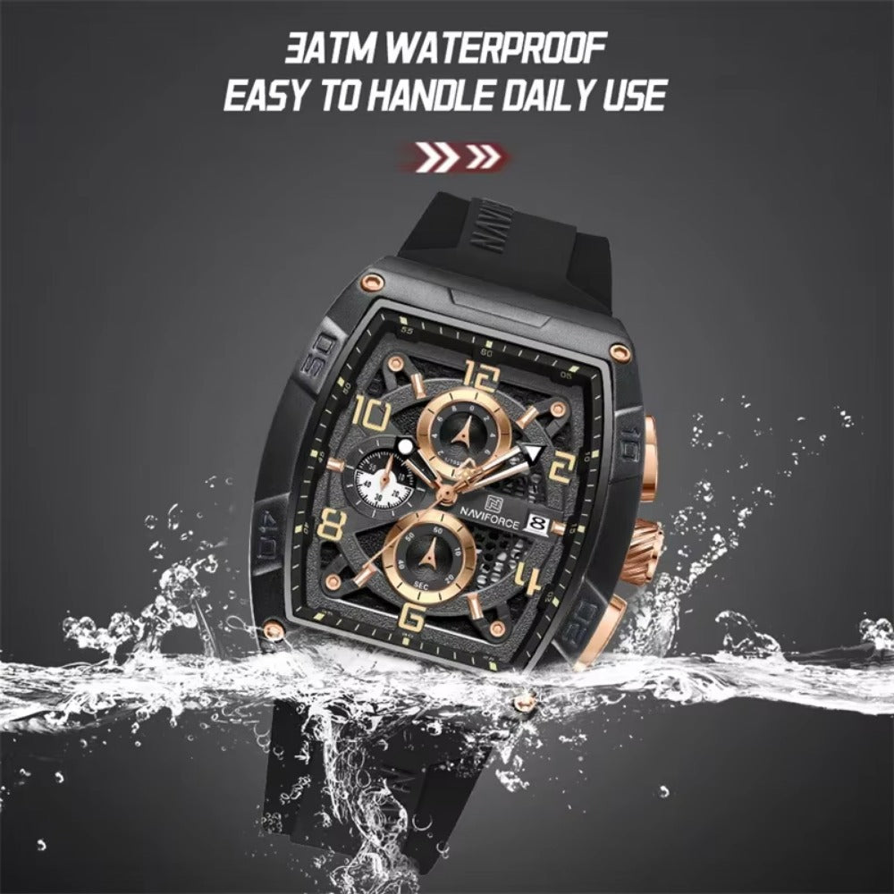 Men's Watch Fashion Silicone Band Quartz Wristwatch Waterproof Chronograph Luminous Watch