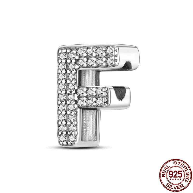 26 A- Z Alphabet Beads Silver Letter Charm