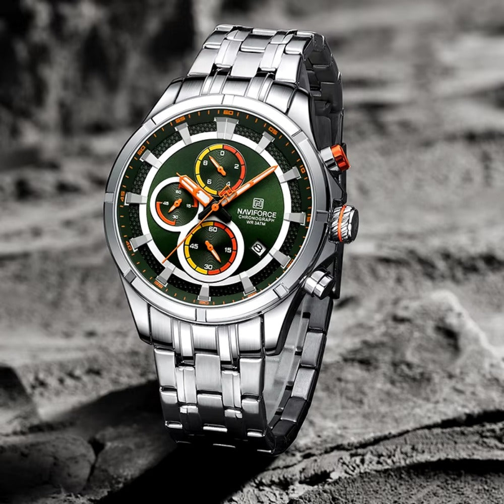 Watch for Men Stainless Steel Strap Chronograph Watch Gents Sport Casual Waterproof Quartz Wristwatch