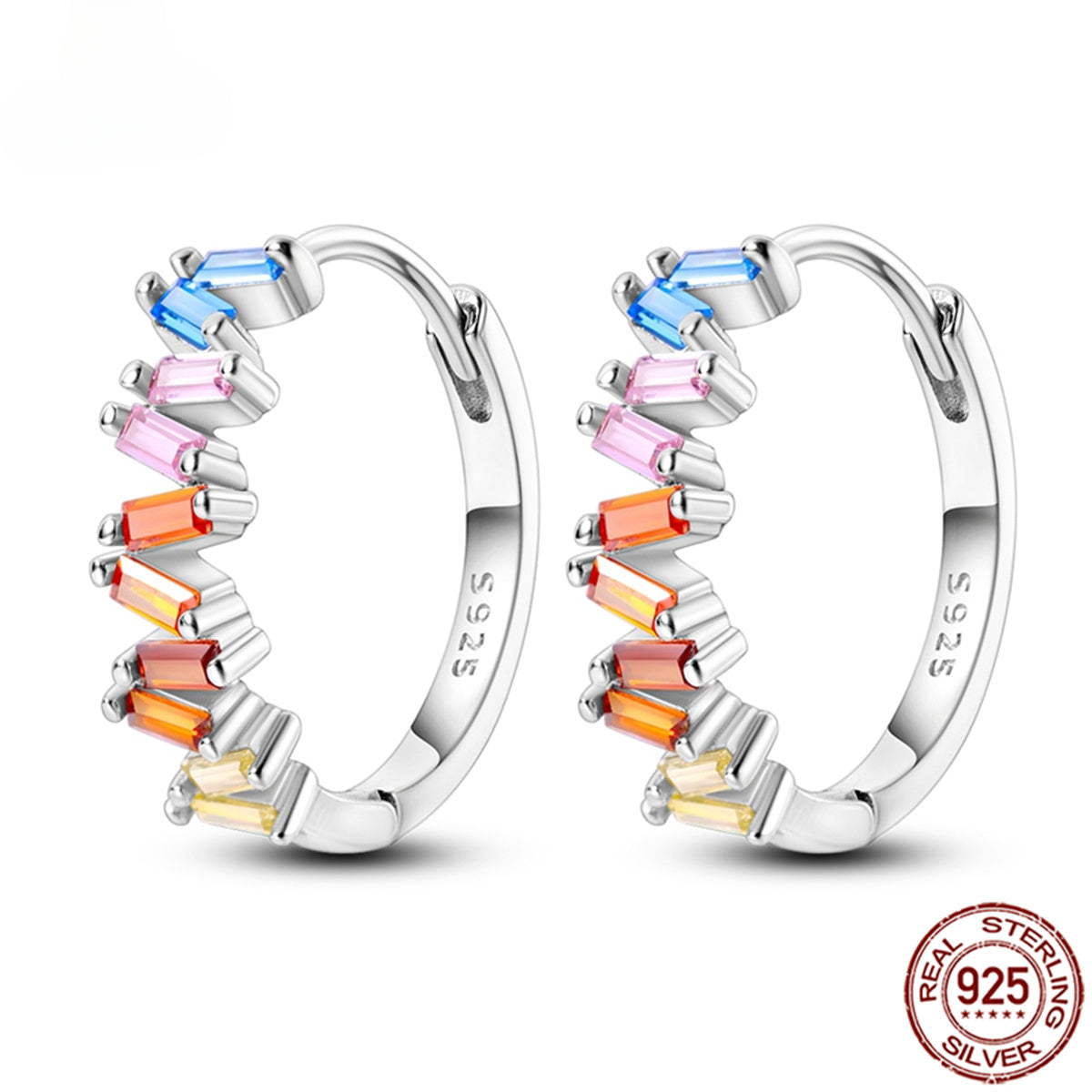 925 Pave CZ Heart Hoop Earrings Women Jewellery Fashion Gift Fine Shiny Accessories