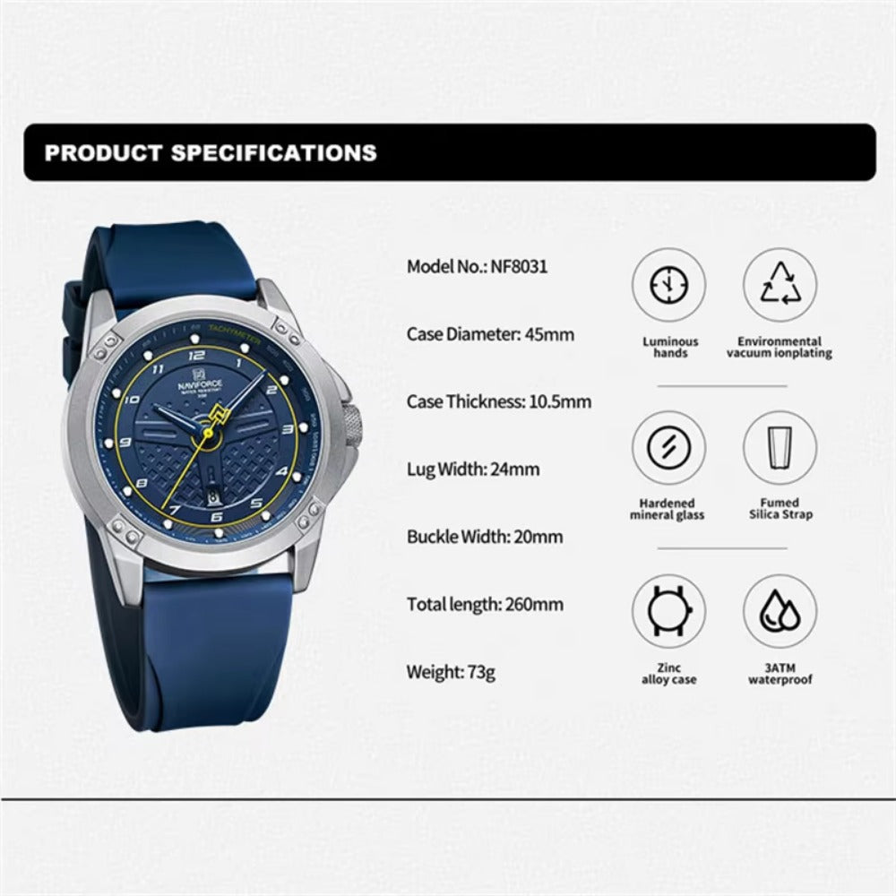 Casual Quartz Wristwatch Fashion Waterproof Men's Watches Sport Silicone Strap Male Luminous Watch