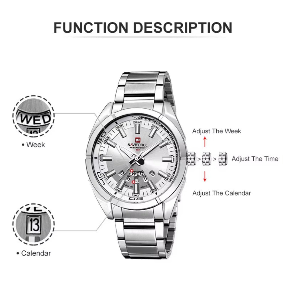 Classic Casual Watch for Men Stainless teel Sport Waterproof Male Watches Quartz Date Display Watch