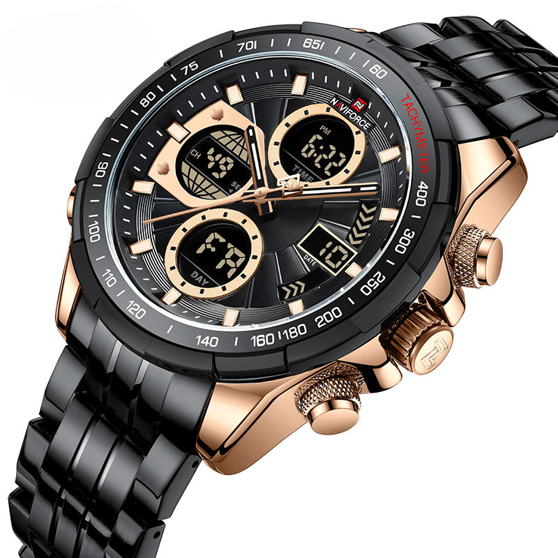 Men's Business Watches Waterproof Wristwatch Analog Digital Chronograph Quartz Calendar Watch