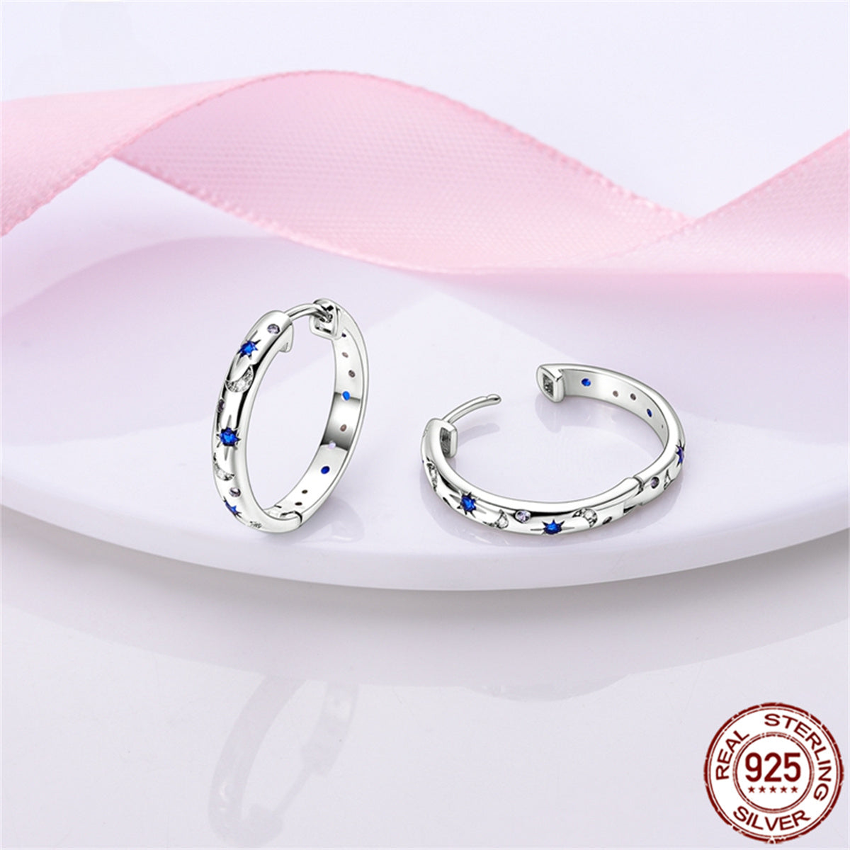 925 Pave CZ Heart Hoop Earrings Women Jewellery Fashion Gift Fine Shiny Accessories