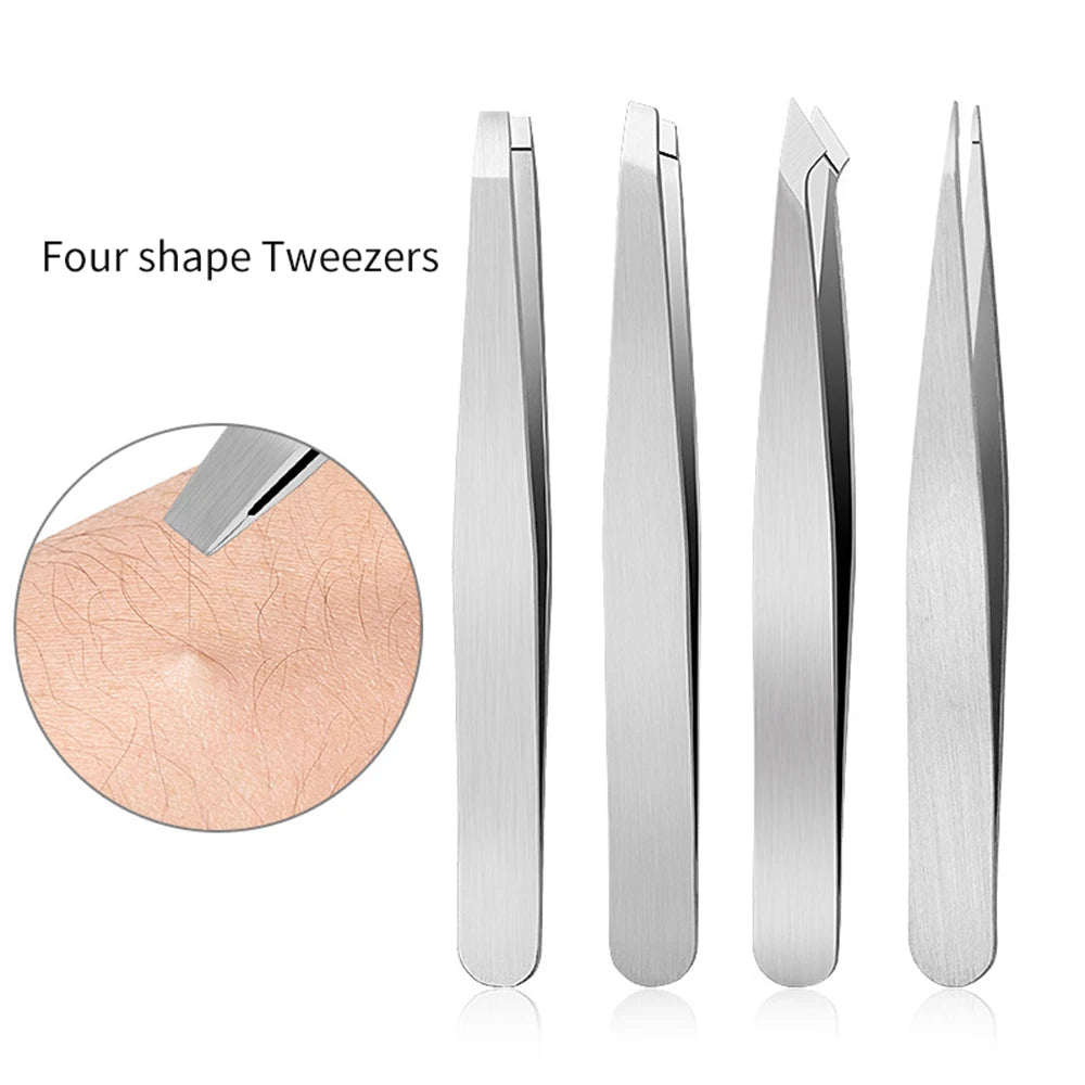 4PCSTweezers Suit-Professional Stainless Steel Eyebrow Tweezers-Very Precise Removal Of Facial Hair, Debris And Endogenous Hair