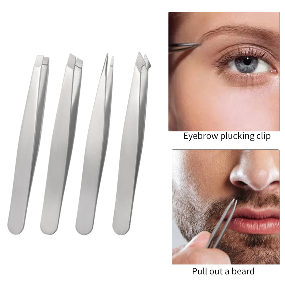 4PCSTweezers Suit-Professional Stainless Steel Eyebrow Tweezers-Very Precise Removal Of Facial Hair, Debris And Endogenous Hair