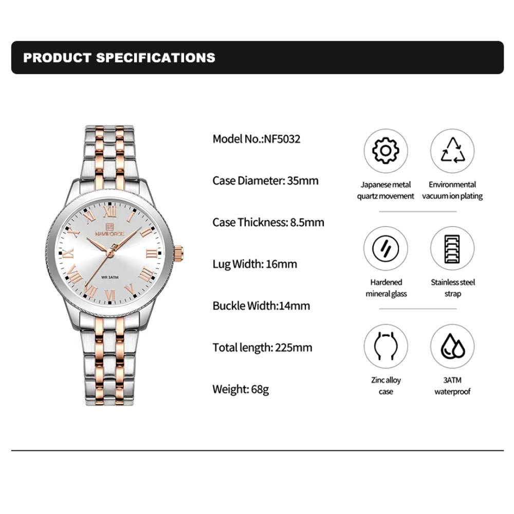 New Women's Luxury Watch Waterproof Elegant Ladies Watch Stainless Steel Bracelet Wristwatches