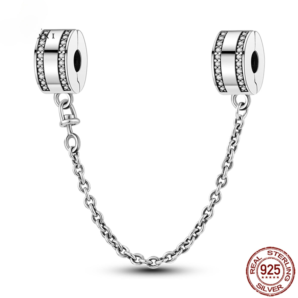 925 Sterling Silver Safety Chain Charm Fits Bracelets Women Jewellery Gift