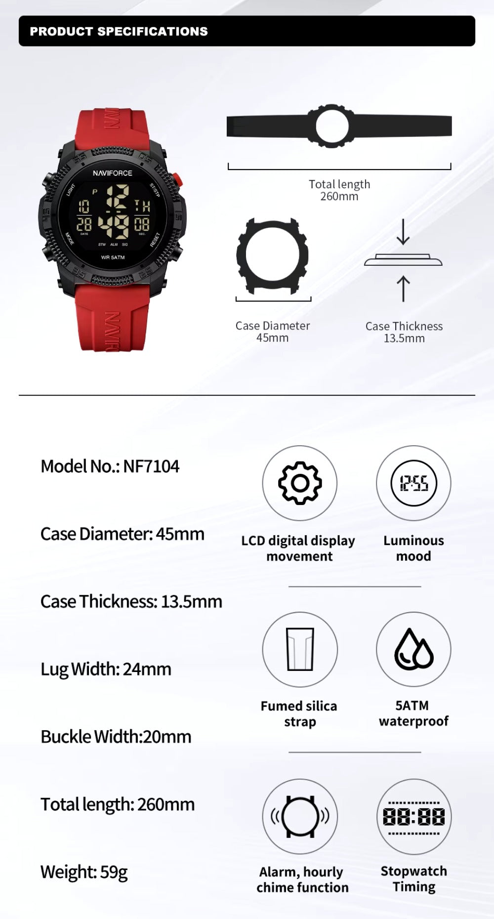 New Men's Watch Fashion Silicone Band Water Resistant Electronic Wristwatch Simple Calendar Watch